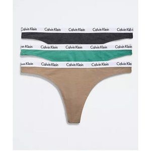 Women Calvin Klein‎ Carousel 3-Pack Thong Panty Cotton Stretch Size Medium - NEW